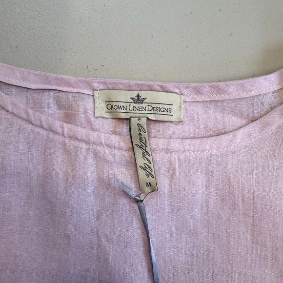Crown Linen Designs Tunic Top Womens Size M Pink Charlotte Euro Lagenlook NWT - Picture 4 of 8